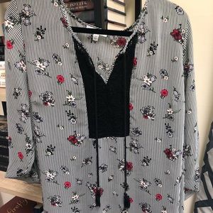 2X Floral and Stripe top